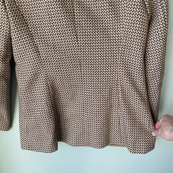 Vintage Talbots Houndstooth Brown Fitted Blazer Women's Size 6 - Picture 8 of 13